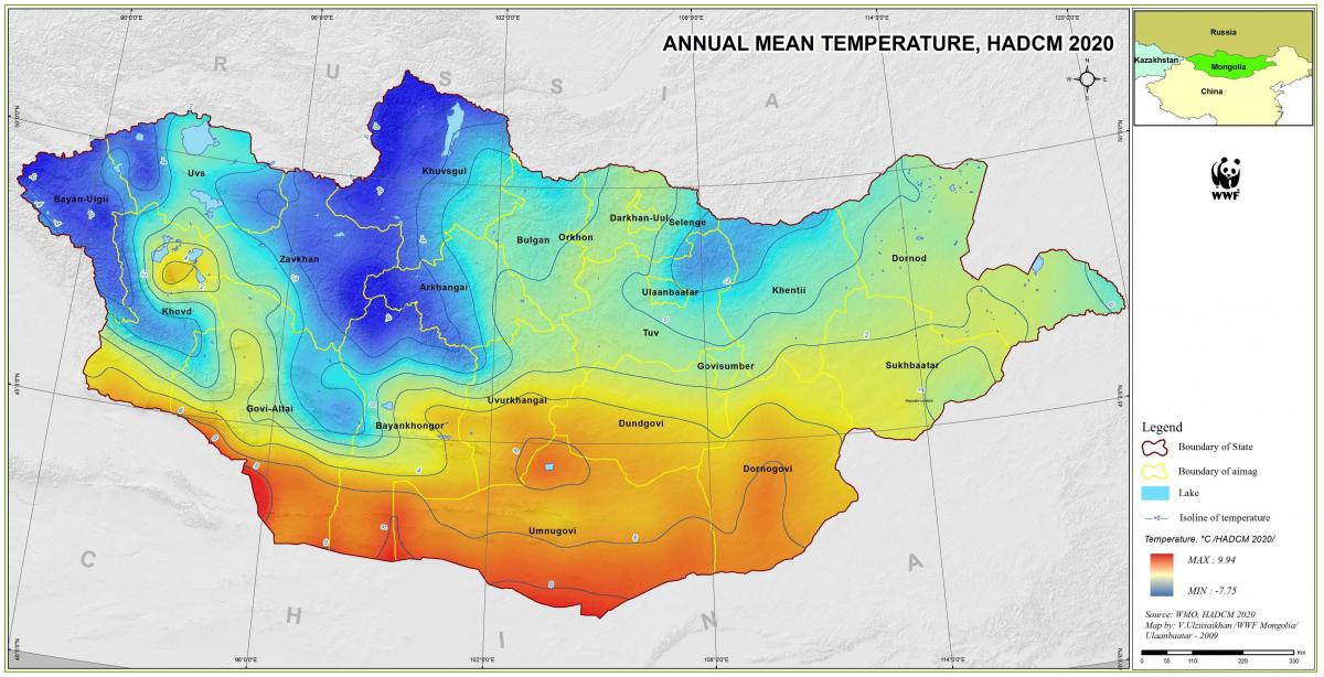 kaart van Mongolië klimaat 