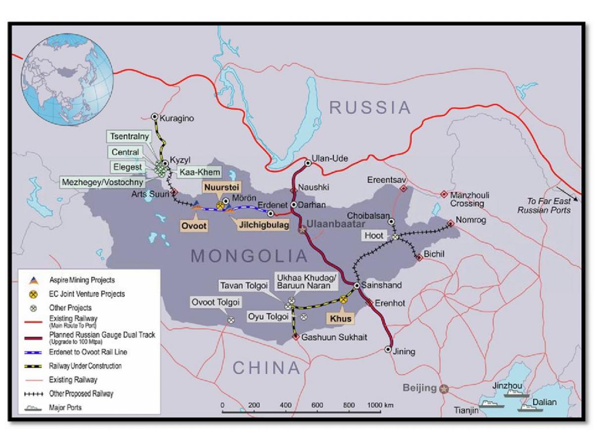 Mongoolse spoorweg-kaart