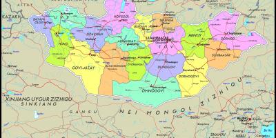 Fisiese kaart van Mongolië
