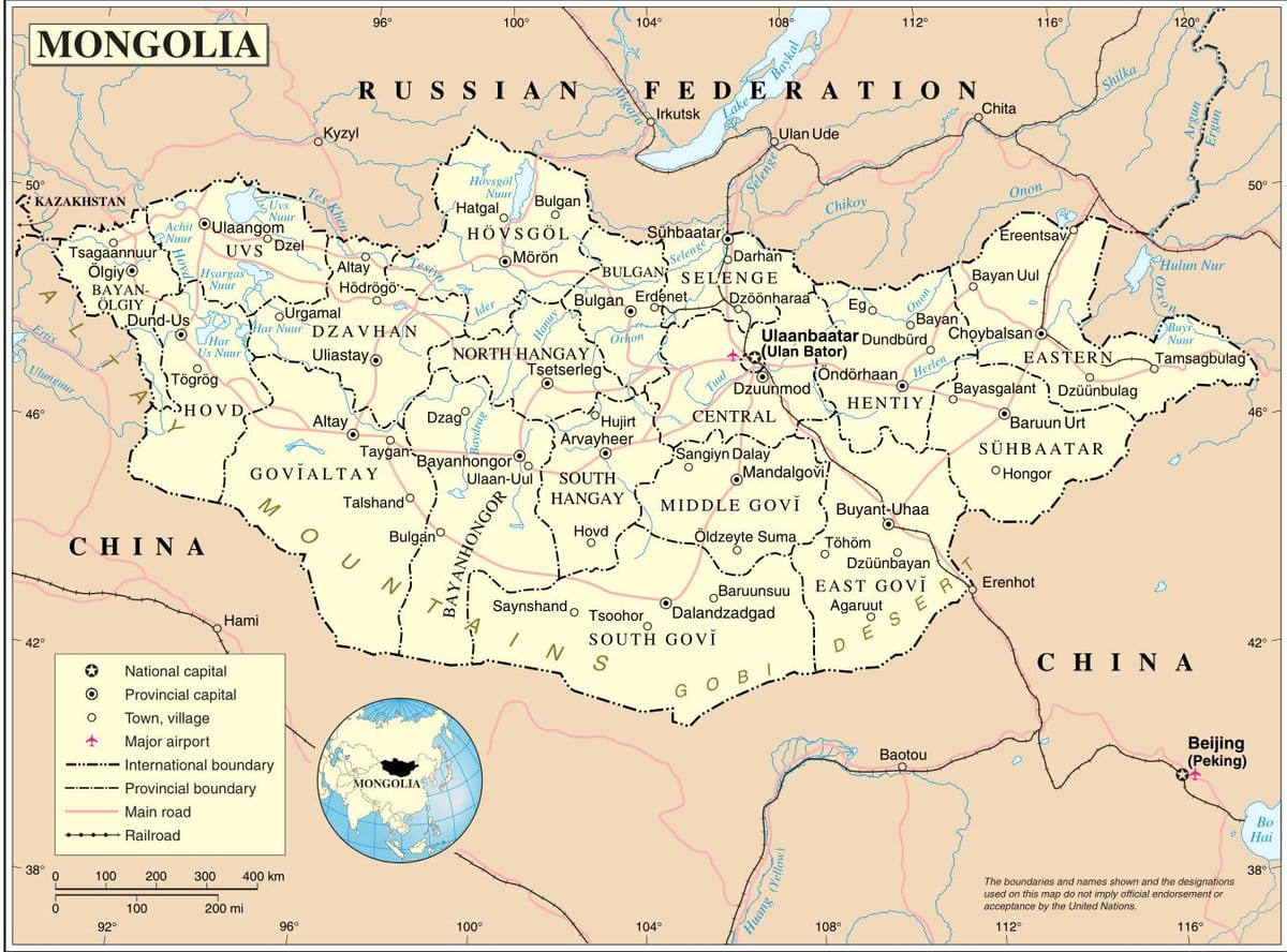 Mongolië land kaart