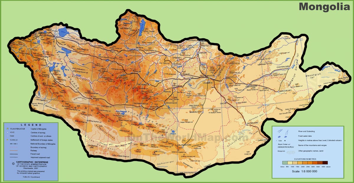 Mongolië kaart plek