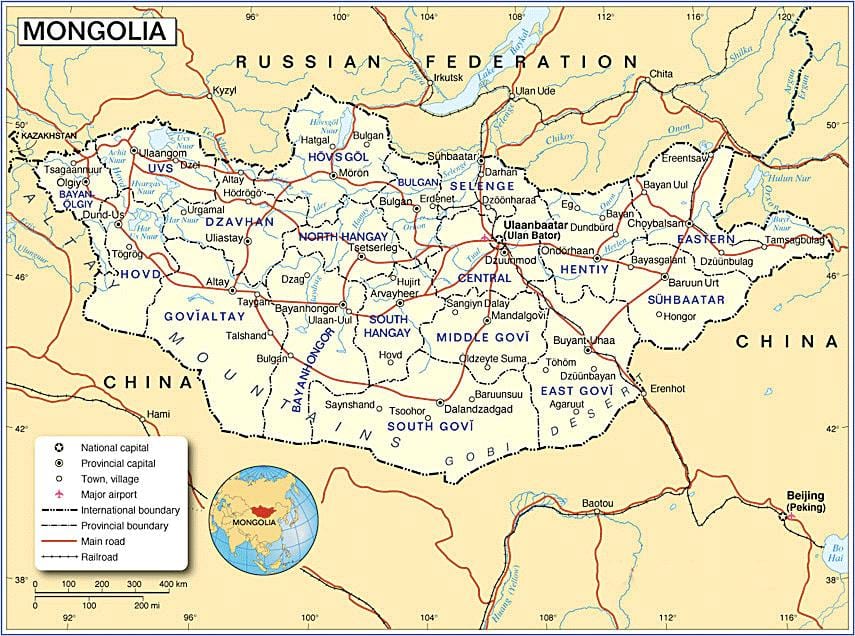 Mongolië toerisme-map