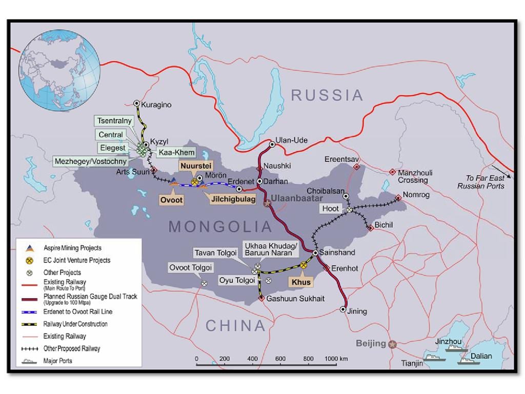 Mongoolse spoorweg-kaart