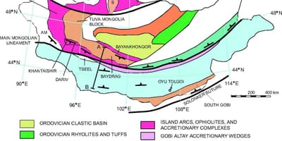 Kaart van geologiese kaart van Mongolië