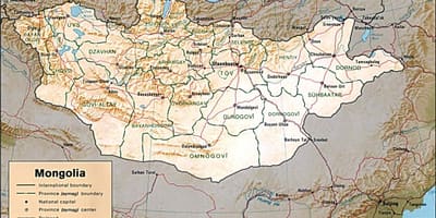 Mongolië geografiese kaart