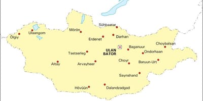 Mongolië kaart met stede